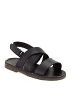 Fisherman Leather Crisscross Strap Sandal, Toddler