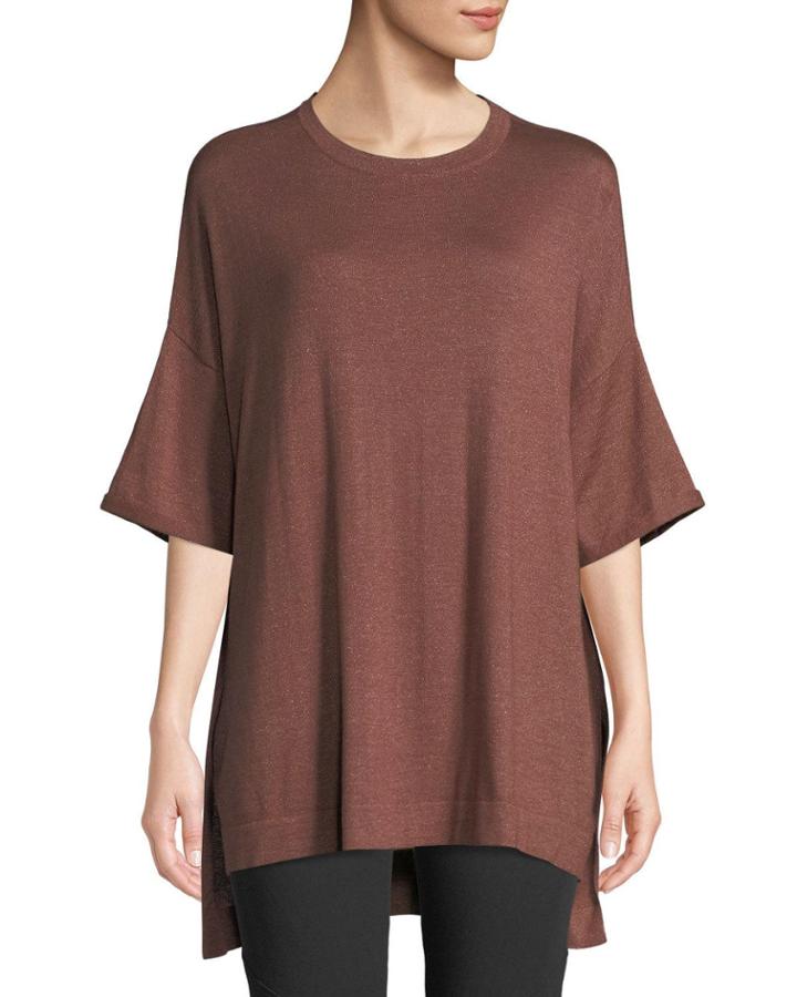Loose Metallic Cashmere-blend T-shirt Top
