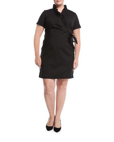Edita Faux-wrap Poplin Dress,
