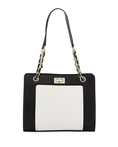 Agyness Two-tone Pebbled Leather Tote Bag