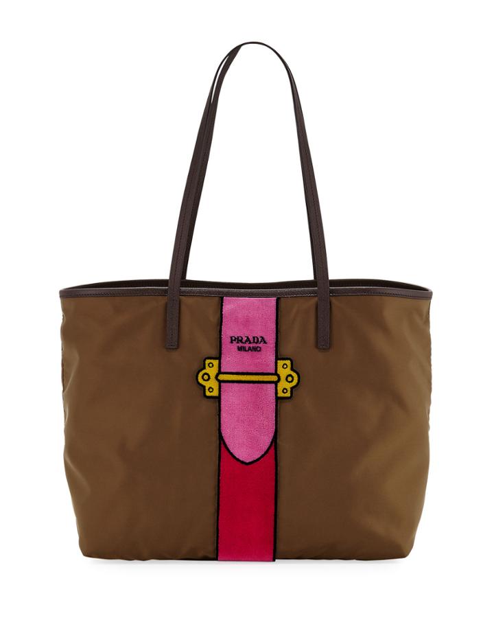 Nylon Trompe L'oeil Velvet Tote Bag