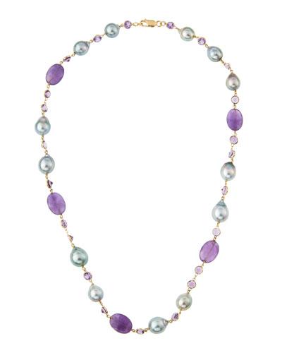 Gray Tahitian Pearl & Amethyst Necklace