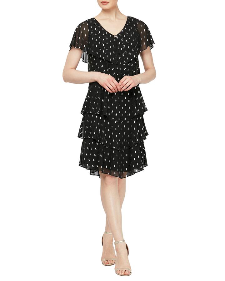 Tiered Metallic-print Dress