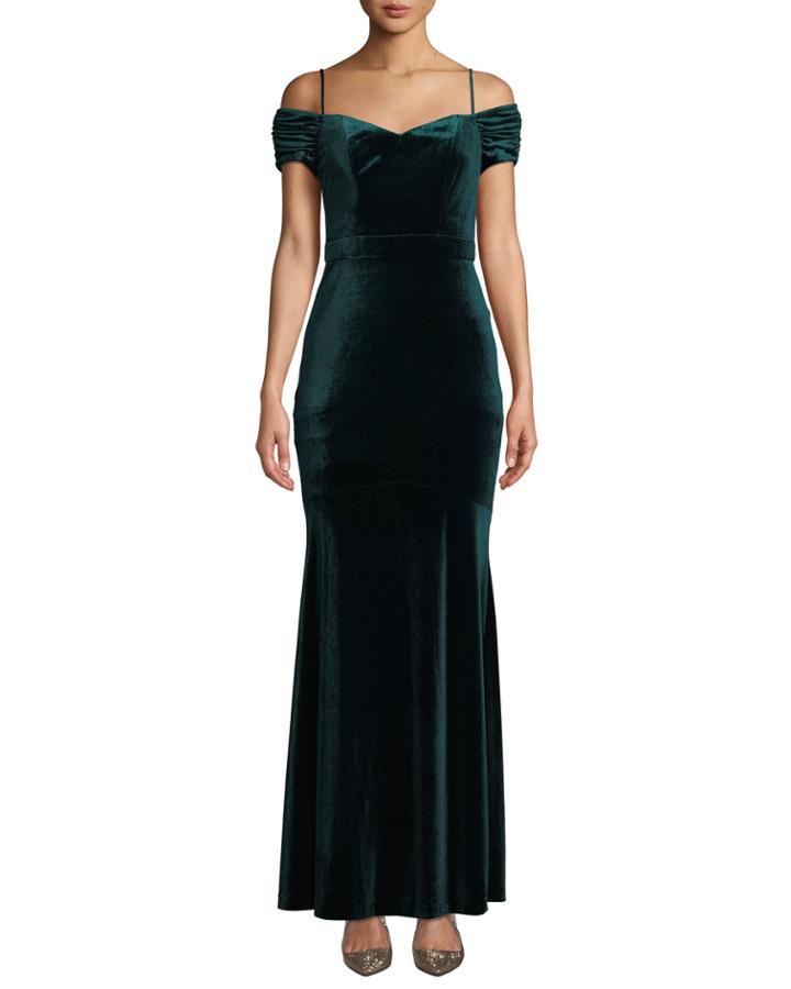 Cold-shoulder Velvet Gown