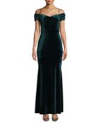 Cold-shoulder Velvet Gown
