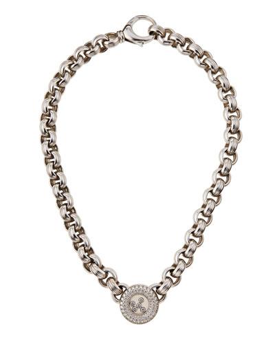 Estate 18k Diamond Link Pendant Necklace