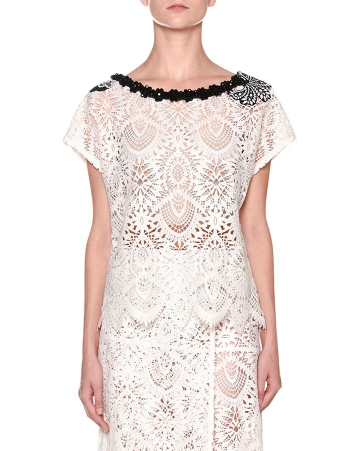 Short-sleeve Crewneck Macrame