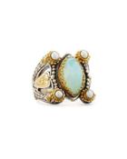 Amphitrite Marquise Agate & Pearl Statement Ring,