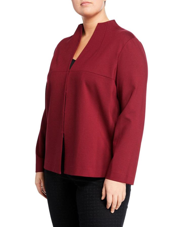 Funnel-neck Crepe Jacket,
