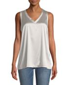 Simple Basic Satin V-neck Tank Top