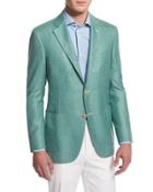 Solid Wool-blend Two-button Blazer,