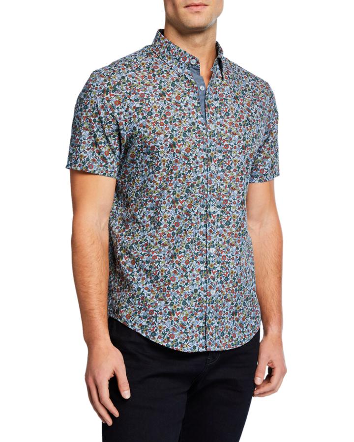 Men's Short-sleeve Floral Print