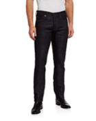 Men's Straight-fit Linen-blend Denim Jeans