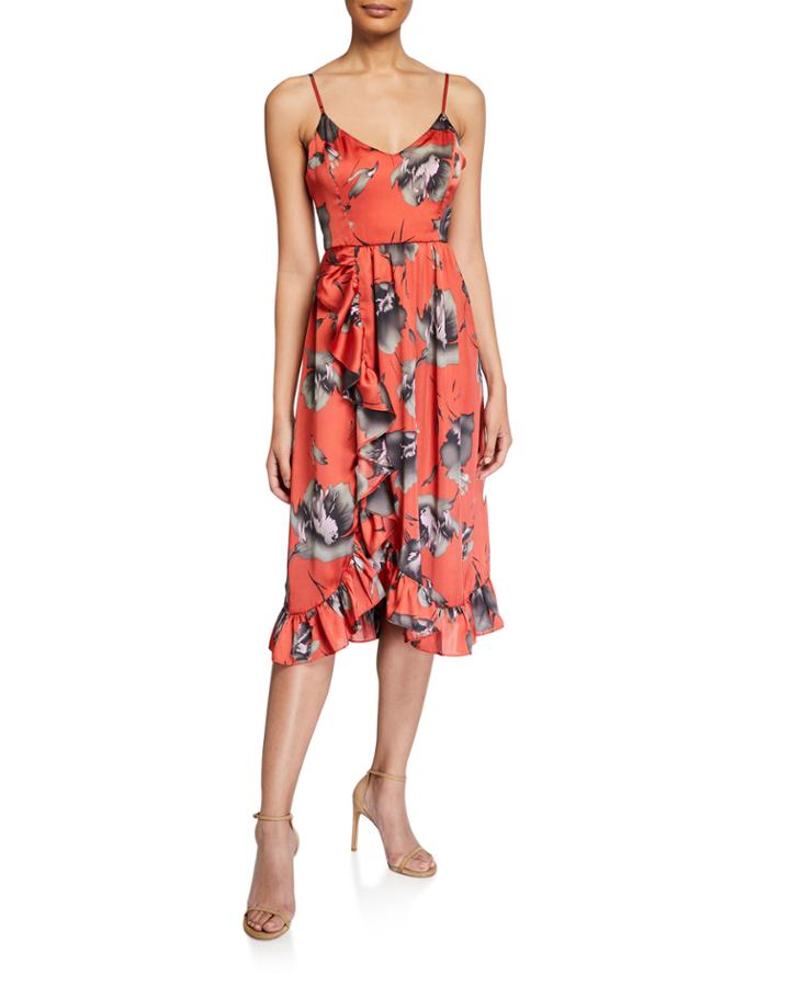 Brushstroke Floral Dress W/ Ruffle Hem