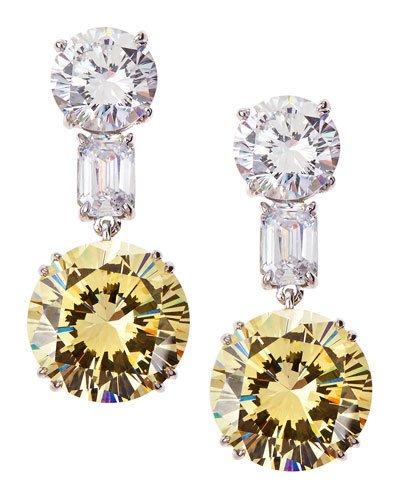 Mixed-cut Two-tone Cz Drop Earrings