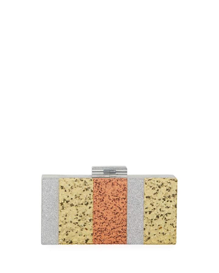 Multi Stone-print Resin Minaudiere Clutch Bag