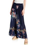 Mariah Floral-print Smocked-waist Wide-leg Georgette Pants
