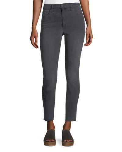 Skinny Ankle Cut-hem Jeans, Gray