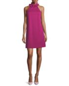 Dobie Cutaway Trapeze Dress W/ Ruffle Neck