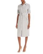 Button-front Short-sleeve Striped Utility