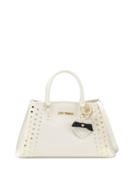 Hearts Fire Studded Satchel Bag, Cream/bone