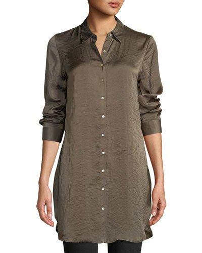 Embroidered-back Button-front