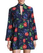 Floral-print Keyhole Woven Dress,