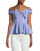 Off-the-shoulder Bow-front Peplum Blouse