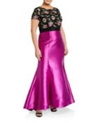 Plus Size Floral Lace & Sateen