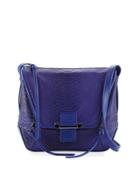 Gwenyth Leather Cobra-print Crossbody Bag, Cobalt