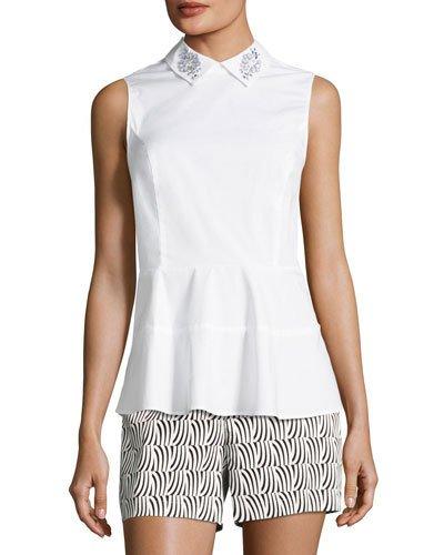 Embellished-collar Poplin