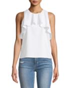 Ruffle-front High-neck Blouse
