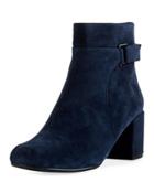 Zaza Suede Zip-up Bootie, Blue