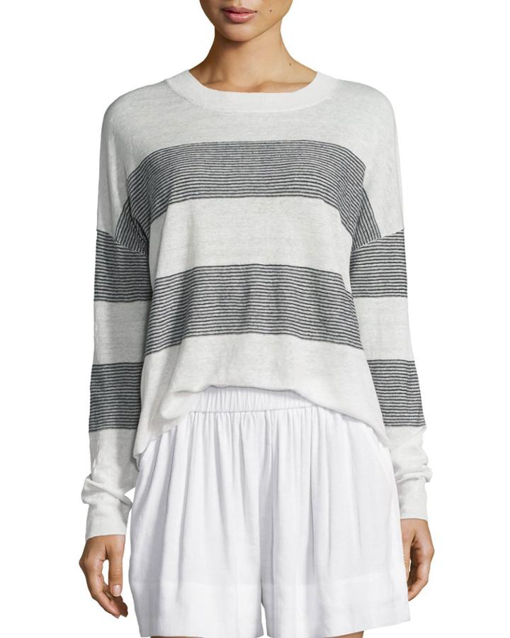 Multi-stripe Linen Pullover