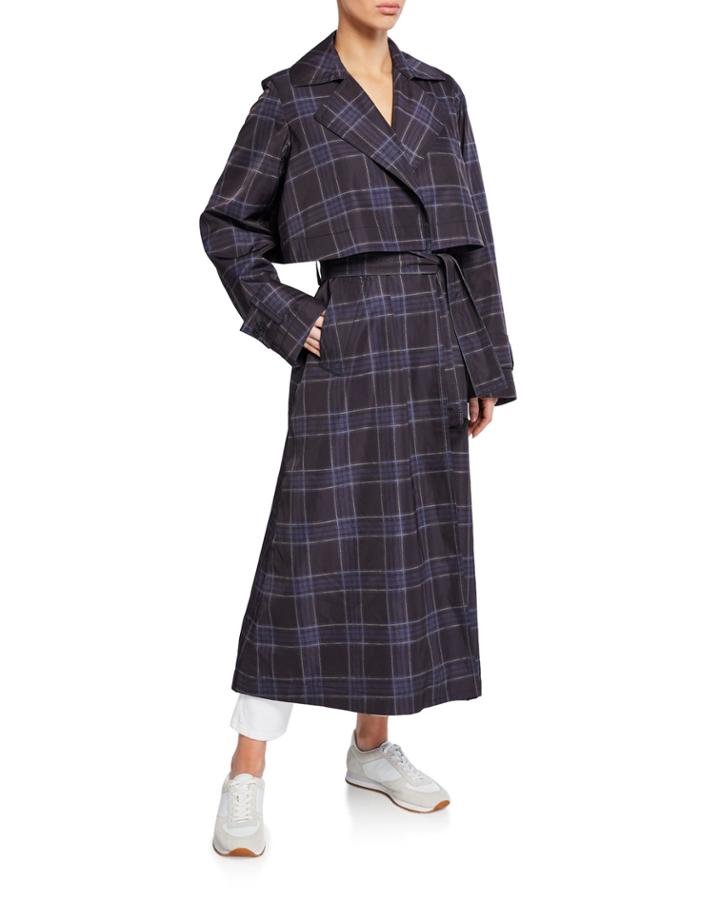 Plaid Trench Coat