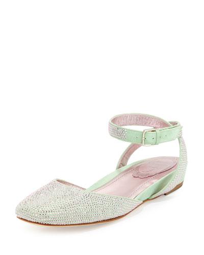 Crystal-embellished Suede Ankle-wrap Flat,