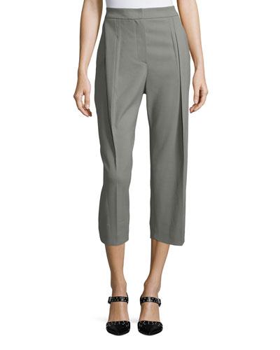 Cropped Folded-front Wool Pants