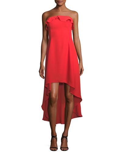Ruffled Strapless High-low Gown