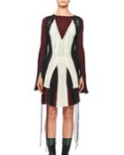 Crewneck Long-sleeve Lacing Knit Dress