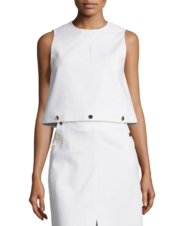 Sal Stretch Twill Crop Top, White