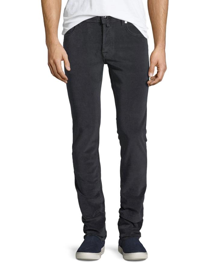 Five-pocket Stretch-corduroy Pants, Gray