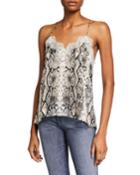 The Racer Snake-print Charmeuse Camisole With