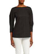 Caddie Boat-neck Polka-dot Blouse