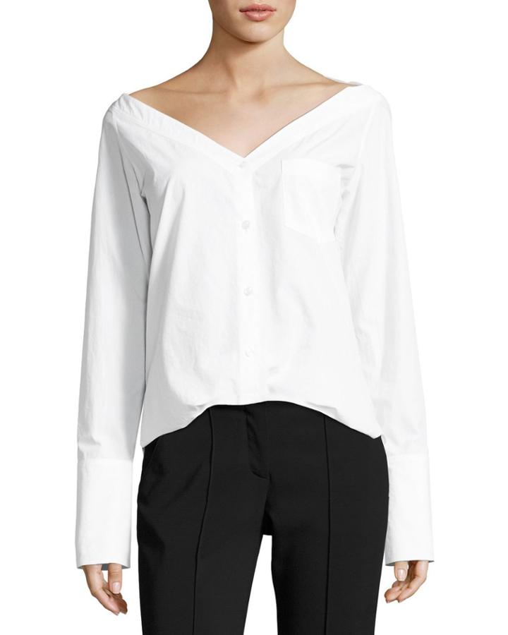 Wes Bateau-neck Long-sleeve Poplin Top