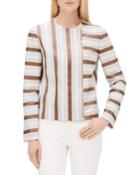 Kaydon Striped Lambskin Leather Zip-front Jacket