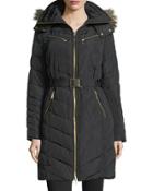 Hooded Belted Down Coat