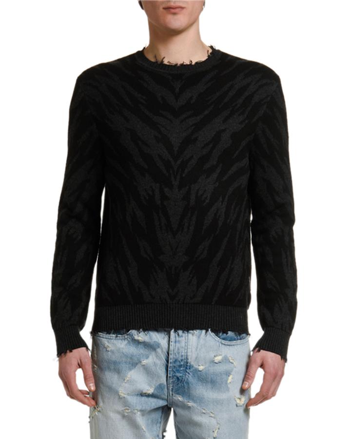 Men's Zebra Intarsia Crewneck