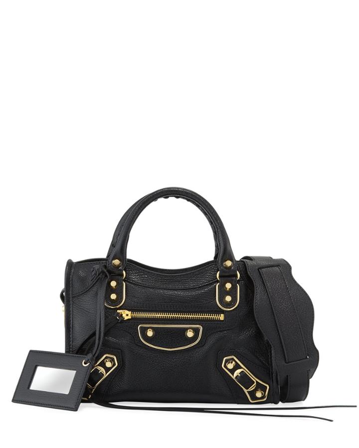 Metallic Edge City Mini Bag, Black