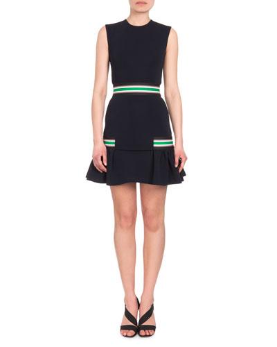 Stretch-stripe Flounce Hem Dress