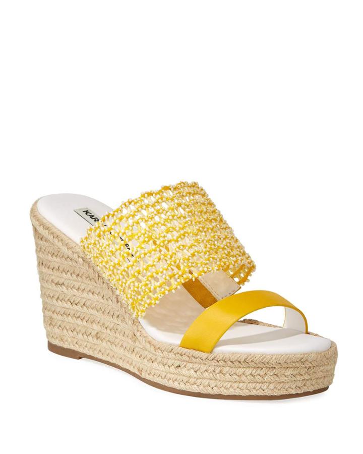 Celie Beaded Woven Wedge Espadrilles